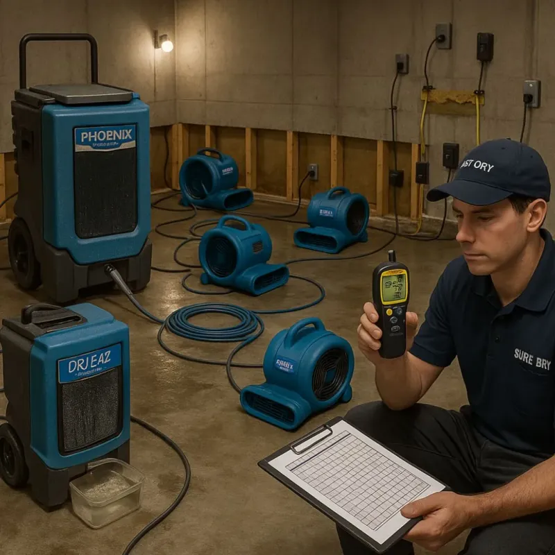 Structural Drying and Dehumidification process in Pantego, TX